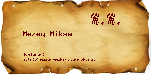 Mezey Miksa névjegykártya